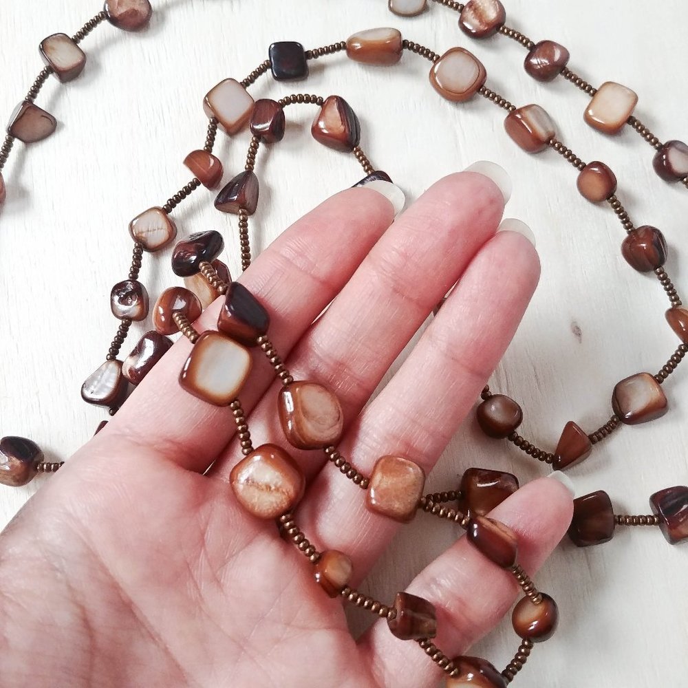 70s Vintage Gemstone Beads Long Necklace